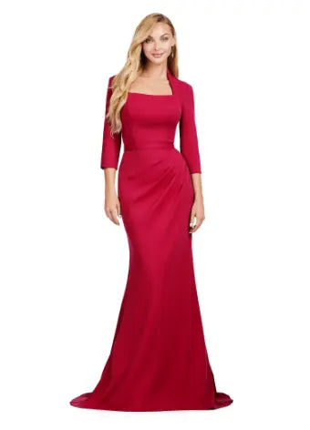 Ashley Lauren 11418 Long Evening Dress Scuba Formal Gown Square Neckline Formal Pageant Tunics stripes playful Ashley Lauren 11418 Long Evening Dress Scuba Formal Gown Square Neckline Formal Pageant Tunics stripes playful