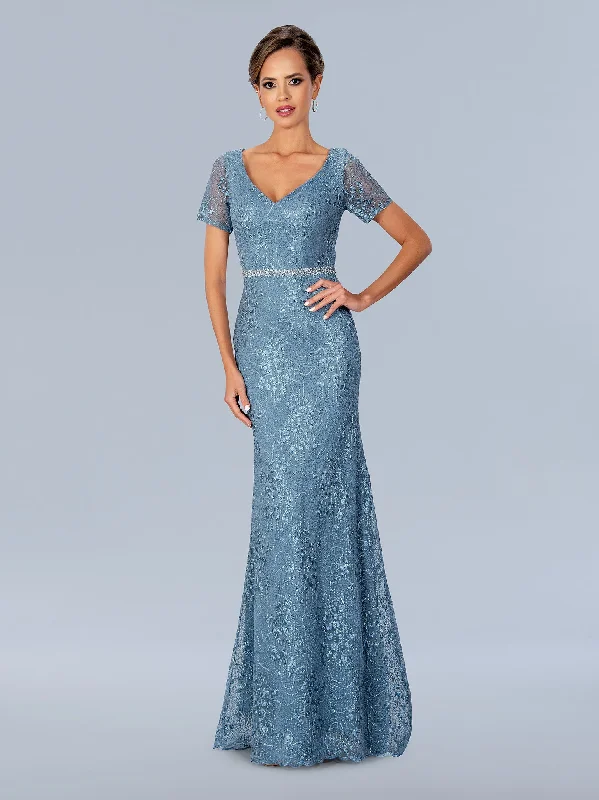Stella Couture 23325 Mother of the Bride Dress Illusion Sleeves Scalloped Hem Evening Dress Tunics Top Casual Stella Couture 23325 Mother of the Bride Dress Illusion Sleeves Scalloped Hem Evening Dress Tunics Top Casual