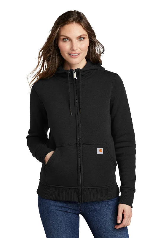Carhartt Womens Clarksburg Full Zip Hooded Sweatshirt Hoodie - Black Hoodie with Color Block Contrast Stylish Carhartt Womens Clarksburg Full Zip Hooded Sweatshirt Hoodie - Black Hoodie with Color Block Contrast Stylish