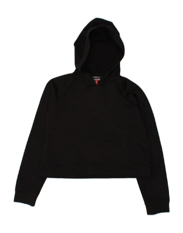 KAPPA Womens Crop Hoodie Jumper UK 14 Large Black Hoodie with Strings Custom Fit Adjustable KAPPA Womens Crop Hoodie Jumper UK 14 Large Black Hoodie with Strings Custom Fit Adjustable