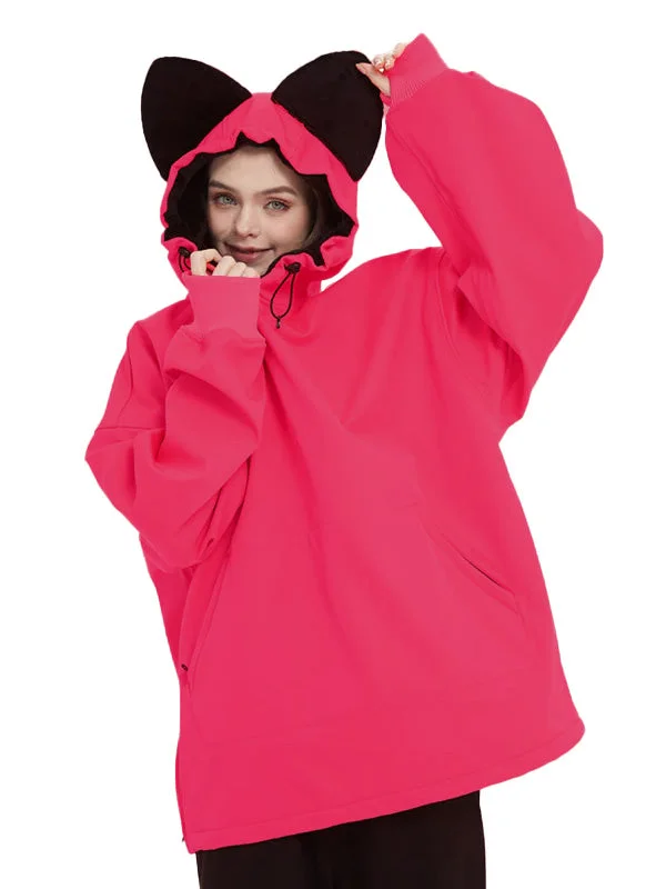 Women's Doorek Fluffy Cute Waterproof Fleece Snow Hoodie - Cat Ears Decoration Hoodie with Emblem Brand Identity Women's Doorek Fluffy Cute Waterproof Fleece Snow Hoodie - Cat Ears Decoration Hoodie with Emblem Brand Identity