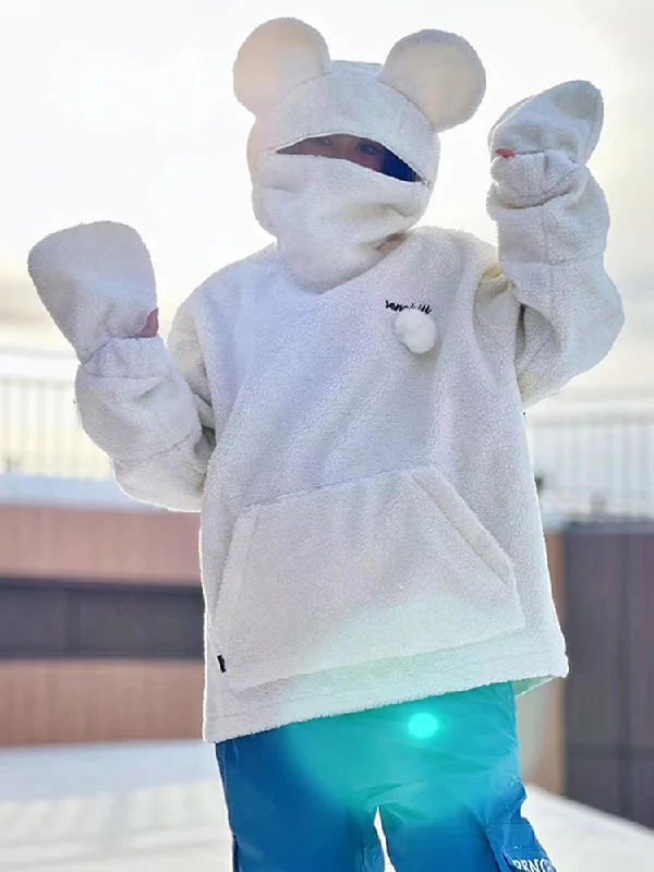 Women's Renchill WinterBear Cozy Fluffy Snow Hoodie with Paw Mittens Hoodie with Embroidery Detailed Premium Women's Renchill WinterBear Cozy Fluffy Snow Hoodie with Paw Mittens Hoodie with Embroidery Detailed Premium