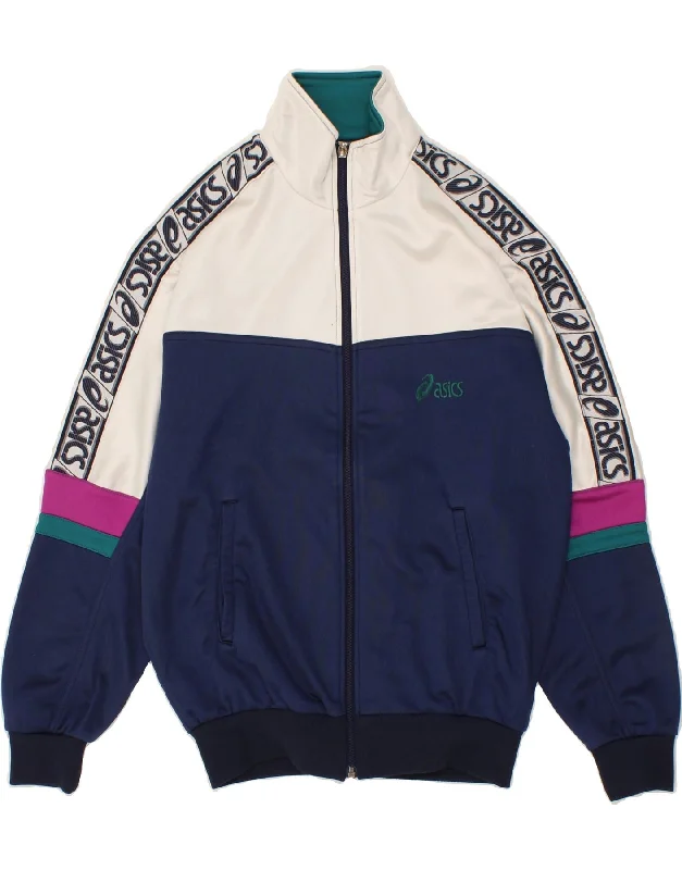 ASICS Womens Graphic Tracksuit Top Jacket IT 42 Medium Navy Blue Polyamide Appliqued Jacket Beaded Jacket Sequined Jacket ASICS Womens Graphic Tracksuit Top Jacket IT 42 Medium Navy Blue Polyamide Appliqued Jacket Beaded Jacket Sequined Jacket