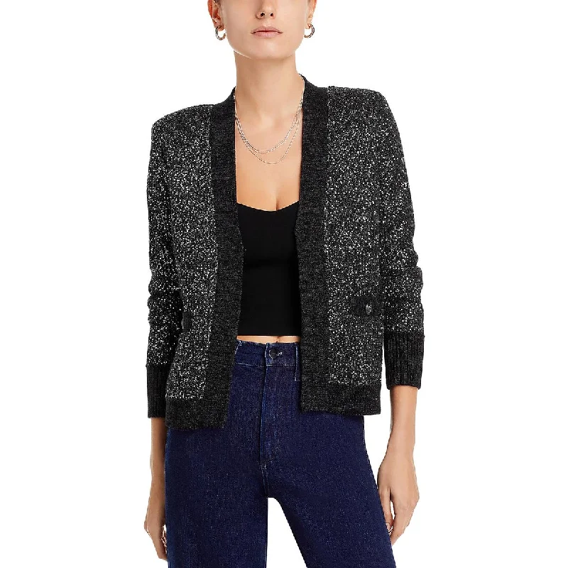L'Agence Womens Seqi Metallic Cardigan Sweater Welt Pockets Slit Pockets Flap Pockets L'Agence Womens Seqi Metallic Cardigan Sweater Welt Pockets Slit Pockets Flap Pockets